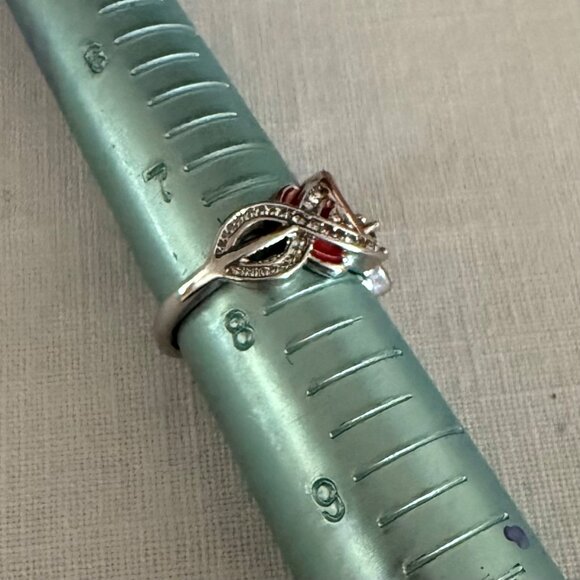 Elegant Silver Rose Gold Heart Infinity Knot Ring Rhinestone Accents Size 7.75 - Picture 7 of 11